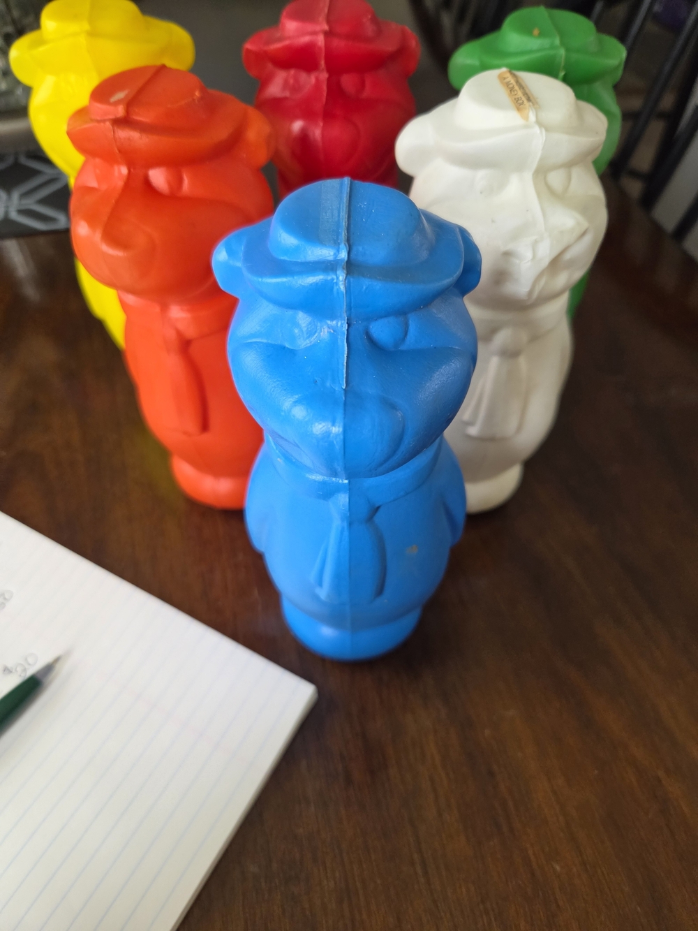 1960s vintage set of 6 plastic Yogi Bear bowling pens.